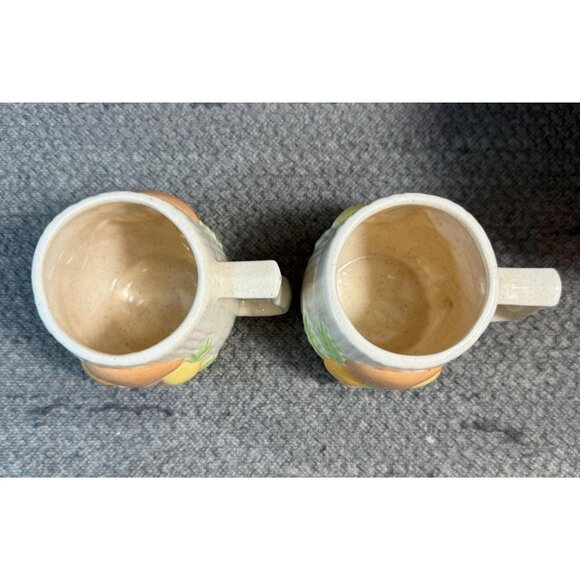 Vintage ARNEL'S Mushroom Mug Set Of 2 Coffee Tea MCM Ceramic Beige Signed 1986 - Picture 5 of 8